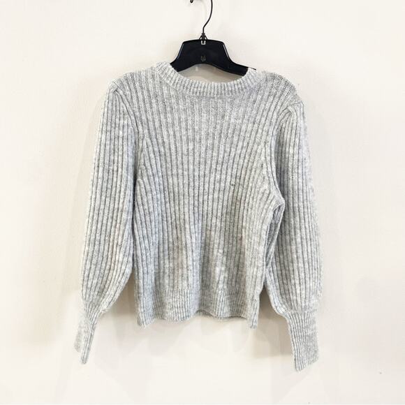 Lulus Heather Gray Knit Sweater Balloon Sleeve Size S Soft Cozy Fall Top - Picture 2 of 10